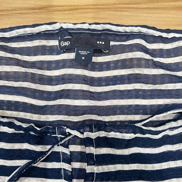 Gap Blue and White Banded Off the Shoulder Striped Blouse Womens Small - Picture 3 of 4